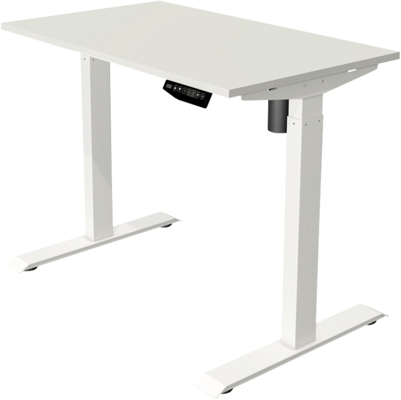 Kerkmann Move 1 Sitz-Stehschreibtisch Rechteckig Weiß T-Fuß 1.000 (B) x 600 (T) x 1.230 (H) mm Melamin, Stahl