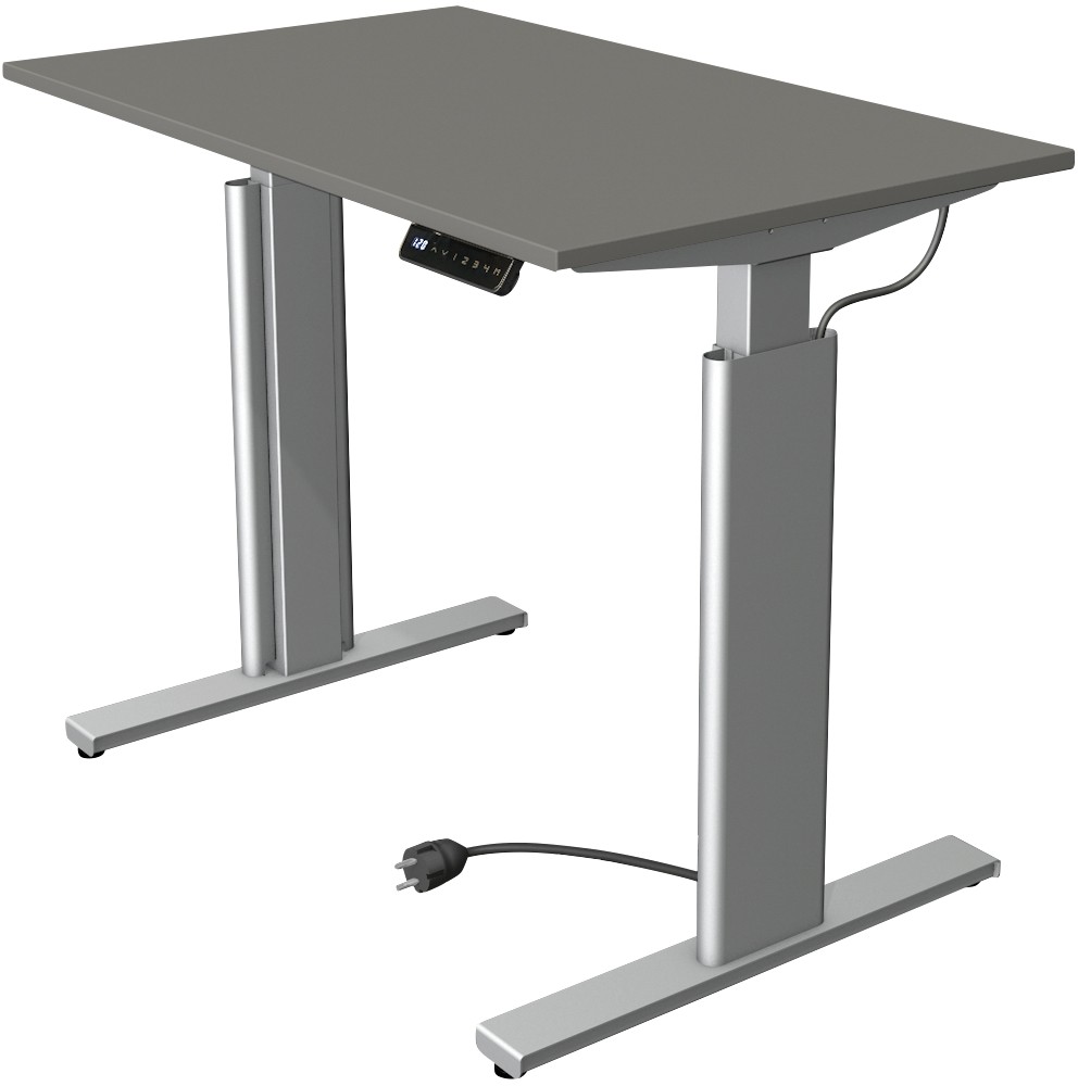 Kerkmann Move 3 Tube Sitz-Stehschreibtisch Rechteckig Graphit T-Fuß 1.000 (B) x 600 (T) x 1.200 (H) mm