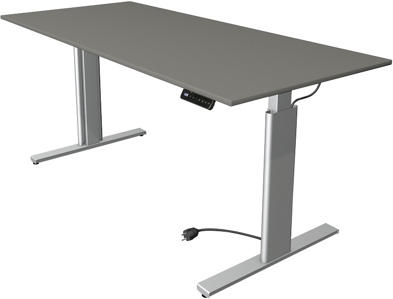Kerkmann Move 3 Tube Sitz-Stehschreibtisch Rechteckig Graphit T-Fuß 1.800 (B) x 800 (T) x 1.200 (H) mm