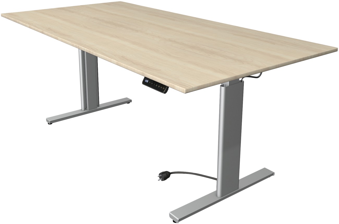 Kerkmann Move 3 Tube Sitz-Stehschreibtisch Rechteckig Ahorn T-Fuß 2.000 (B) x 1.000 (T) x 1.200 (H) mm