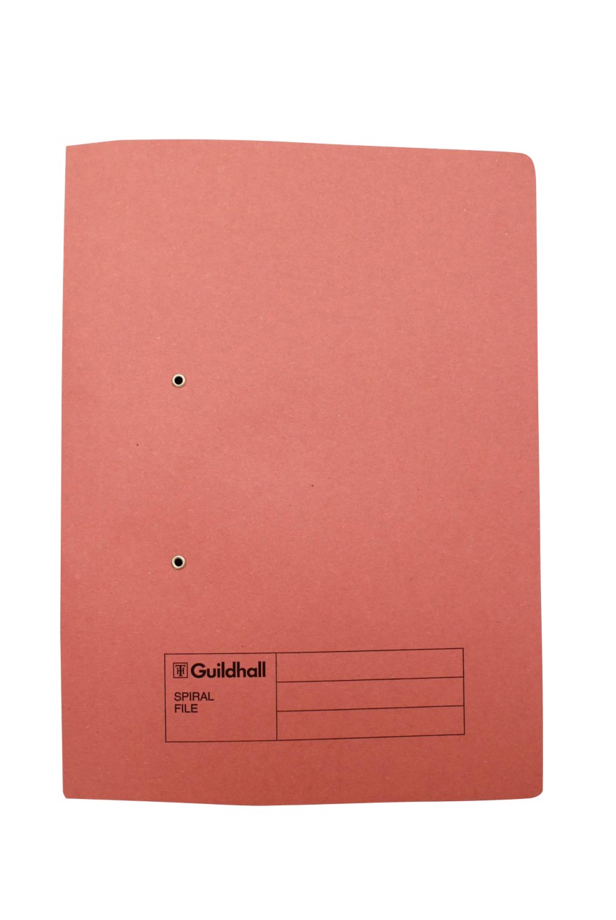 Guildhall Spiral File A4 Pink Manilla 285 Gsm 285 Gsm 0 Holes Pack Of 25