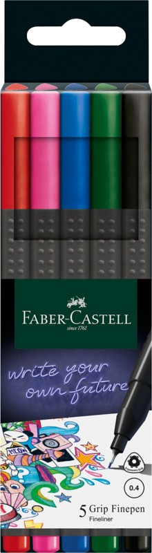 Faber-Castell Grip Fineliner 0,4 mm Farbig sortiert 5 Stück