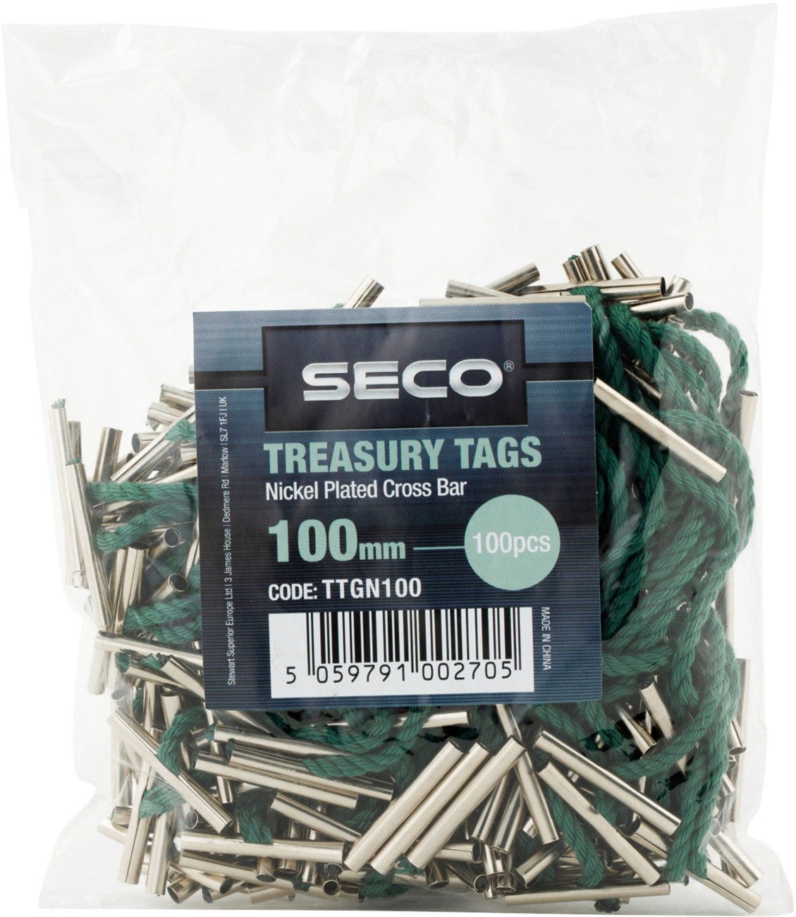 Seco Treasury Tags Metal Green 100 Mm Pack Of 100