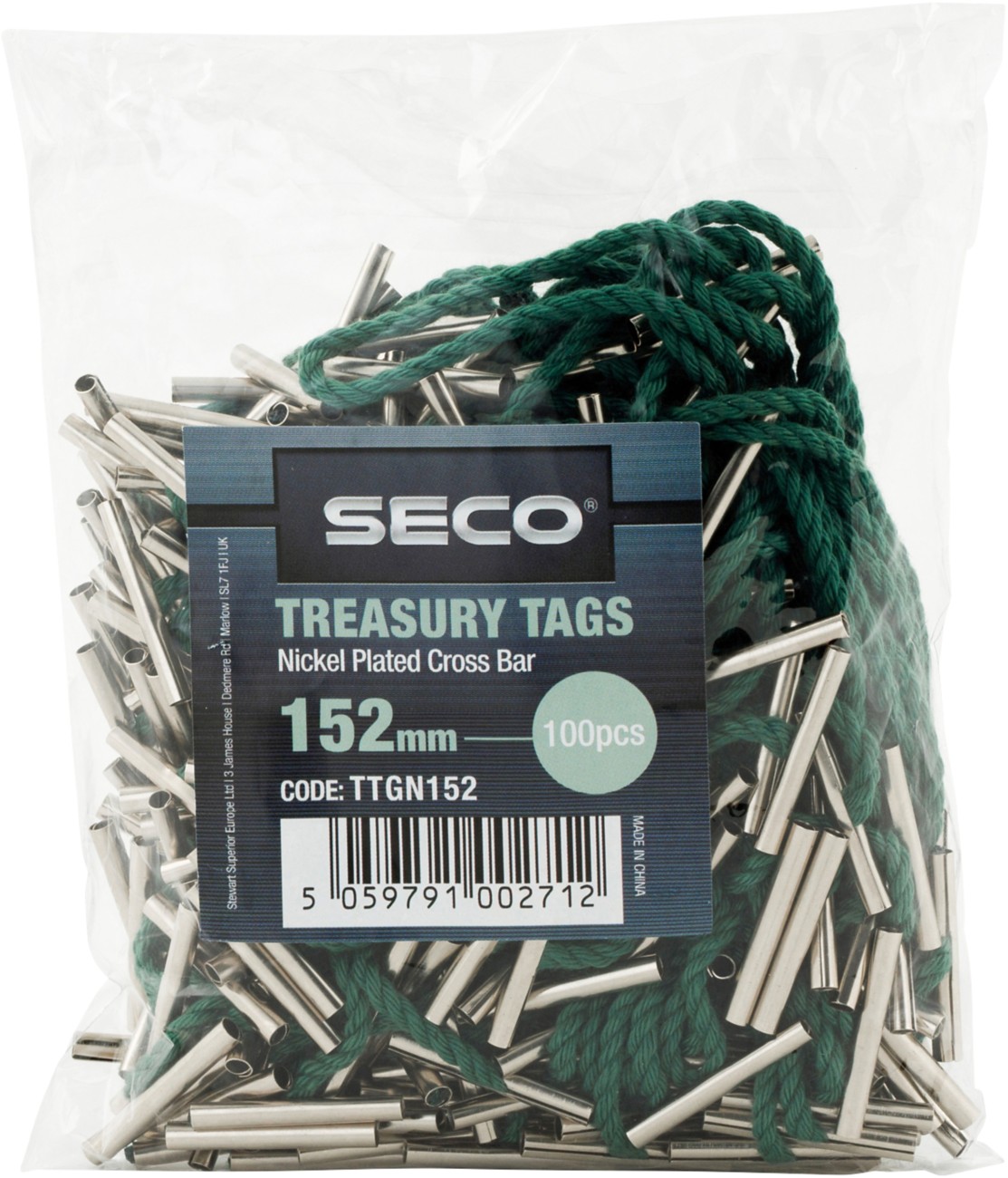 Seco Treasury Tags Metal Green 152 Mm Pack Of 100