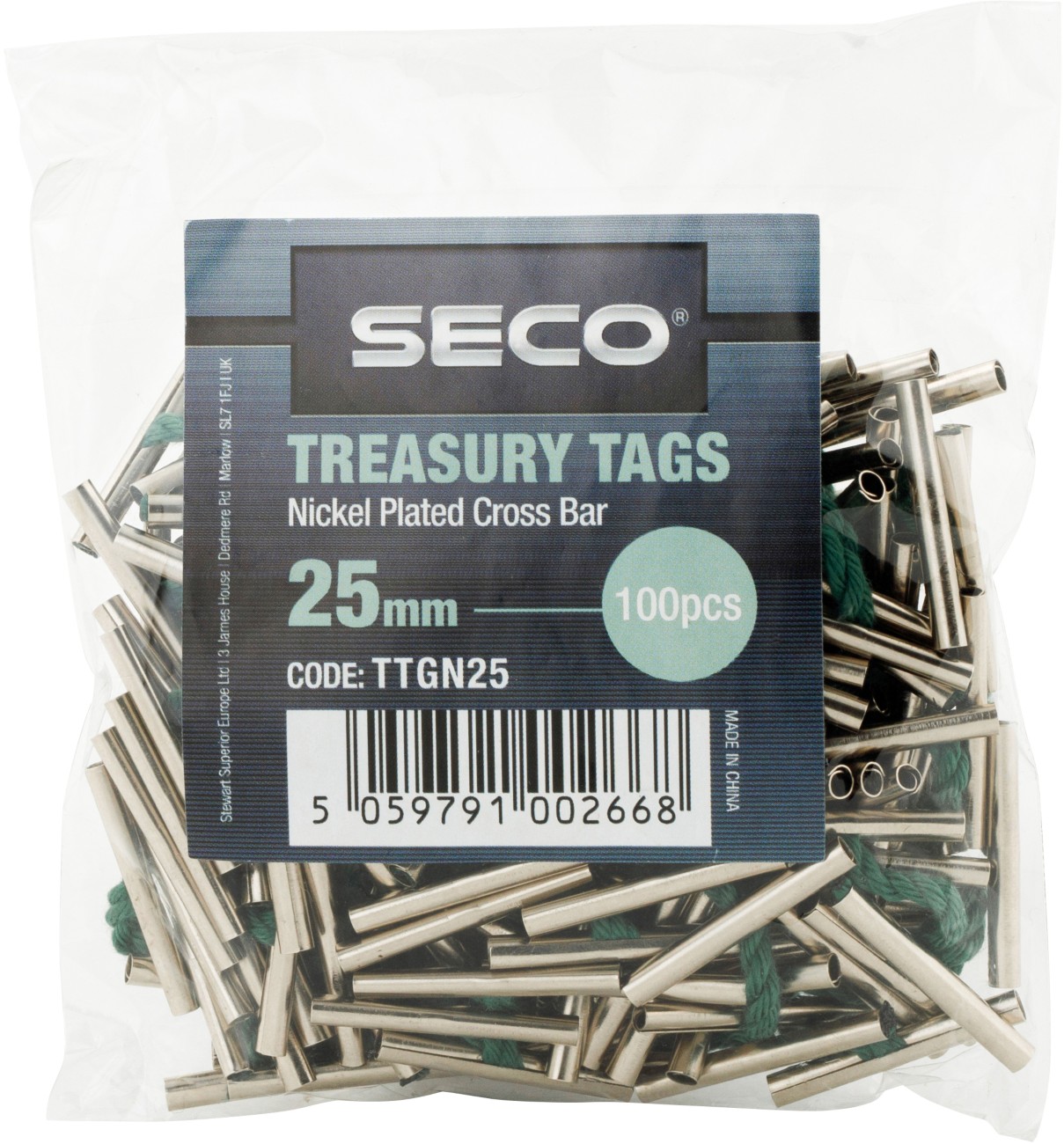 Seco Treasury Tags Metal Green 25 Mm Pack Of 100
