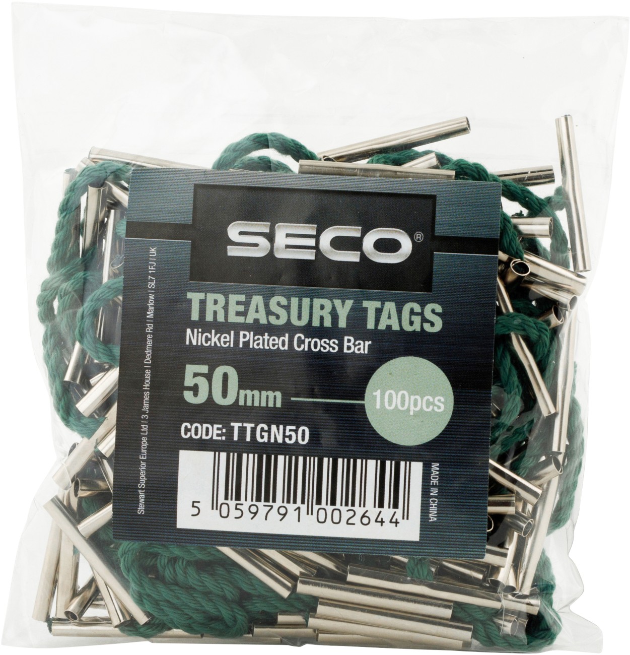 Seco Treasury Tags Metal Green 50 Mm Pack Of 100