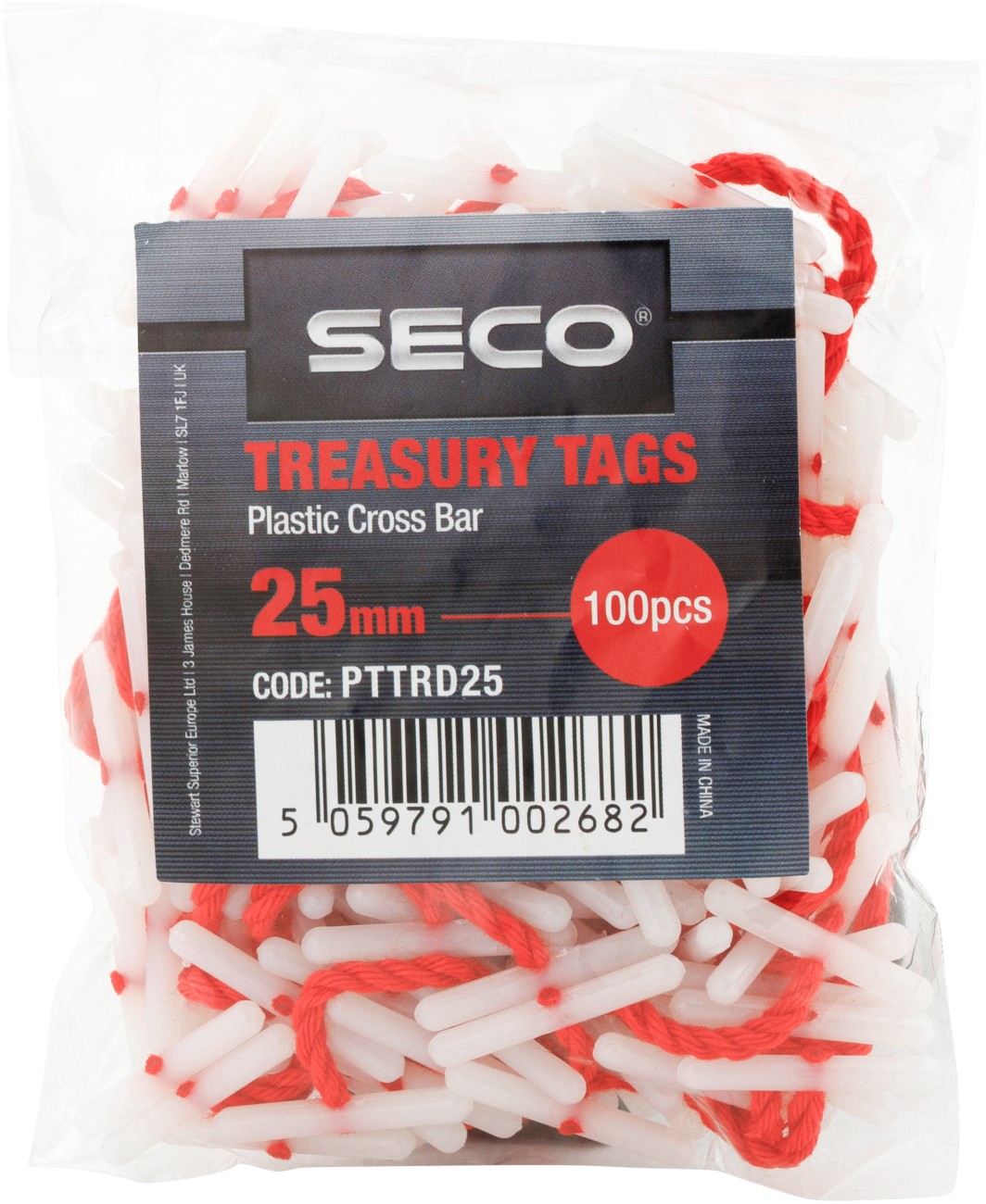Seco Treasury Tags 25 Mm Red Plastic Pack Of 100
