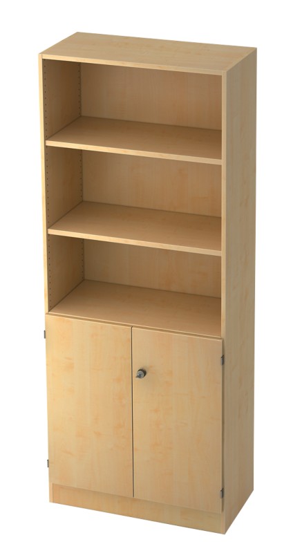 Thumbnail - Hammerbacher Schrank Melamin 4 Fachböden abschließbar 800 x 420 x 2.004 mm Ahorn Braun