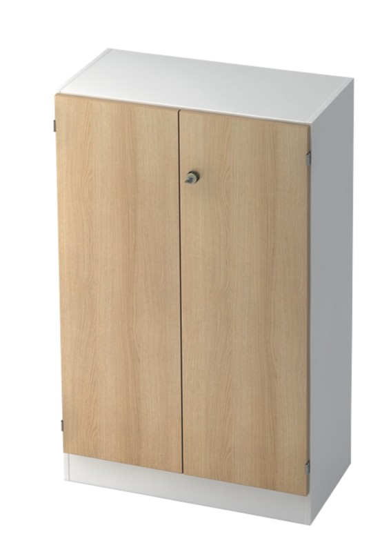 Hammerbacher Schrank Melamin 3 Fachböden 800 x 420 x 1.270 mm Eiche Weiß