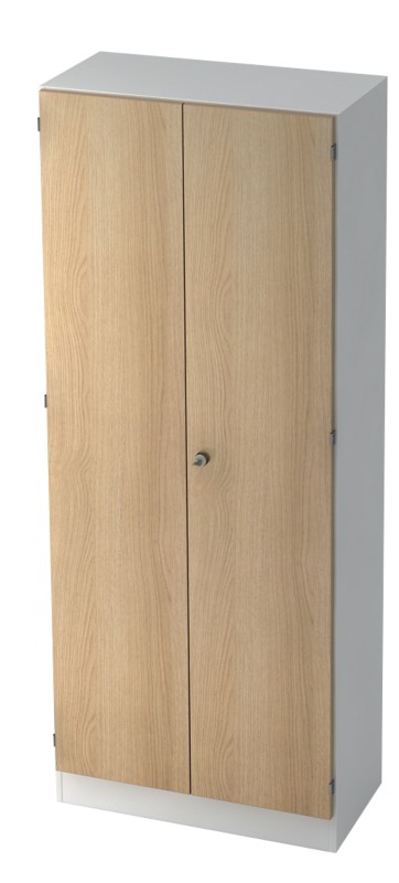 Hammerbacher Schrank Melamin 5 Fachböden abschließbar 800 x 420 x 2.004 mm Eiche Weiß