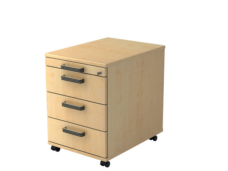 Hammerbacher Rollcontainer 4 Schübe abschließbar 428 x 580 x 590 mm Ahorn