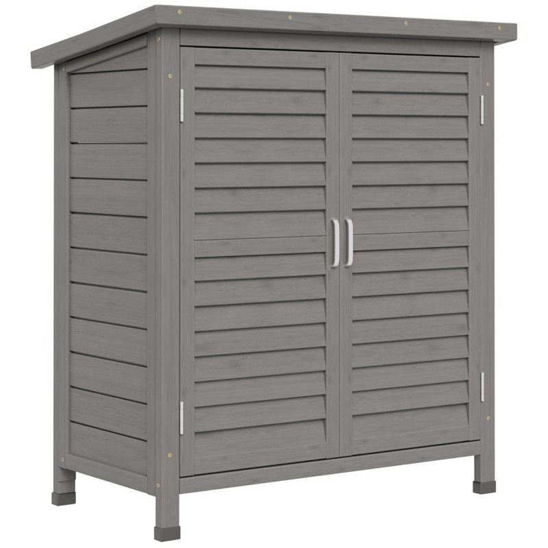 OutSunny Garden Shed Fir Wood 46.5 (W) x 87 (D) x 96.5 (H) cm Grey