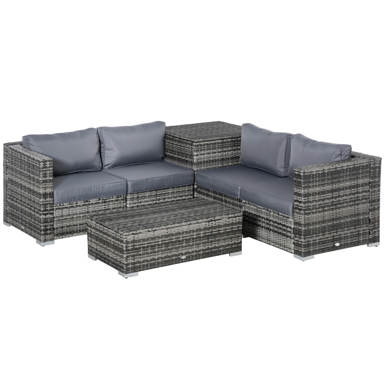 Outsunny Sofa 4 Seat 700 X 700 X 660 Mm Pe (Polyethylene) Rattan, Steel Grey Outdoor