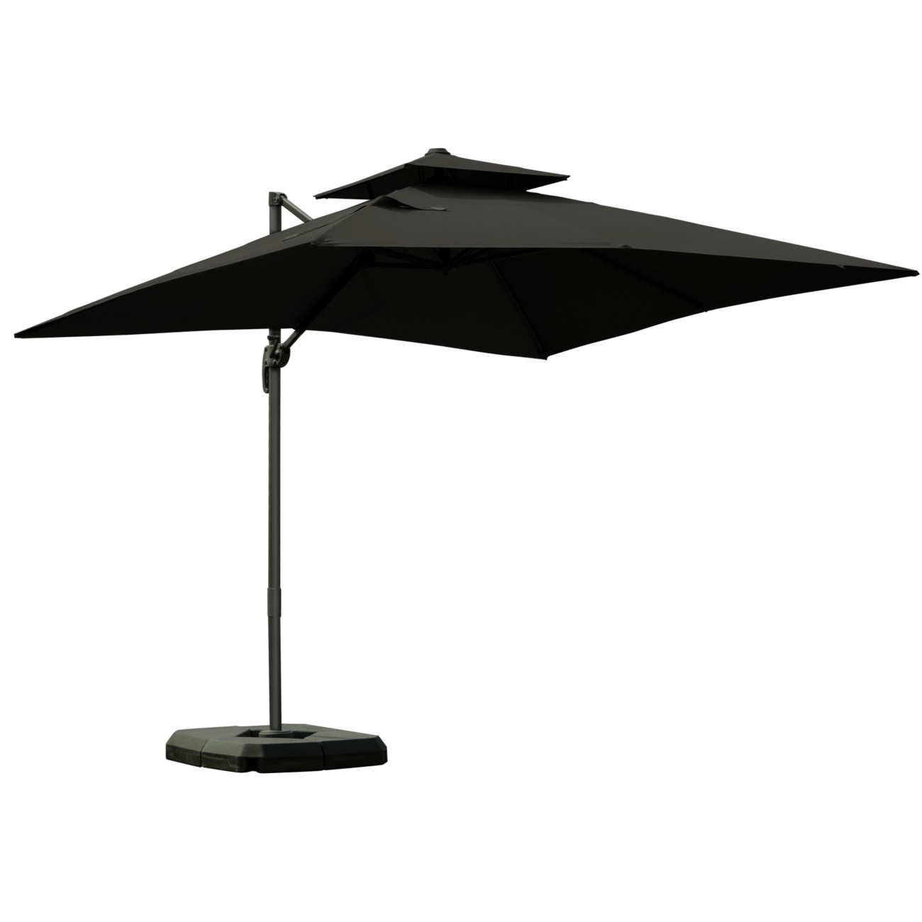 Outsunny Parasol Metal, Aluminum, Pl (Polyester) And Pe Dark Grey