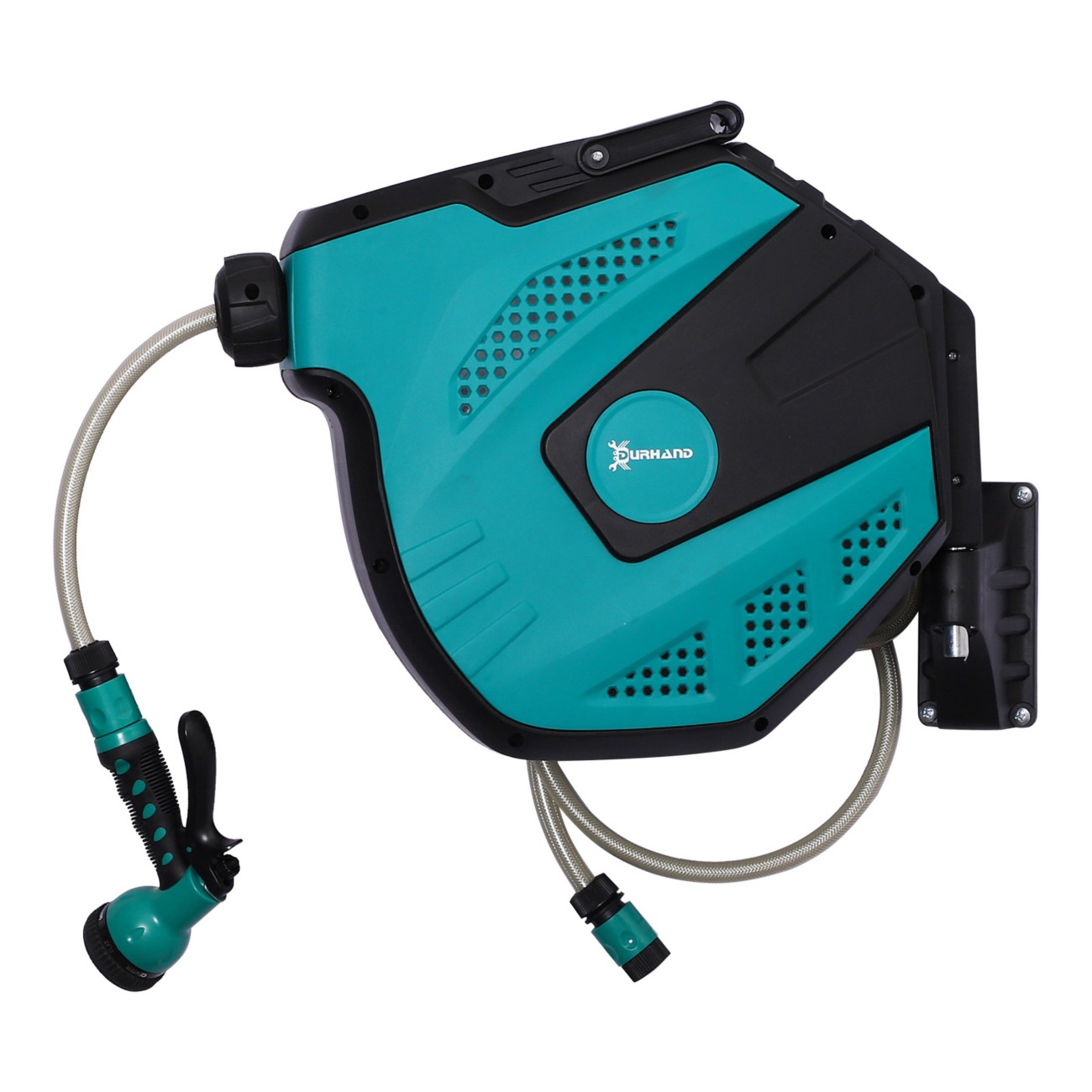 Rackhams 15M Water Hose Reel Compact Garden Car Auto Retract Spray Nozzle - Image 6