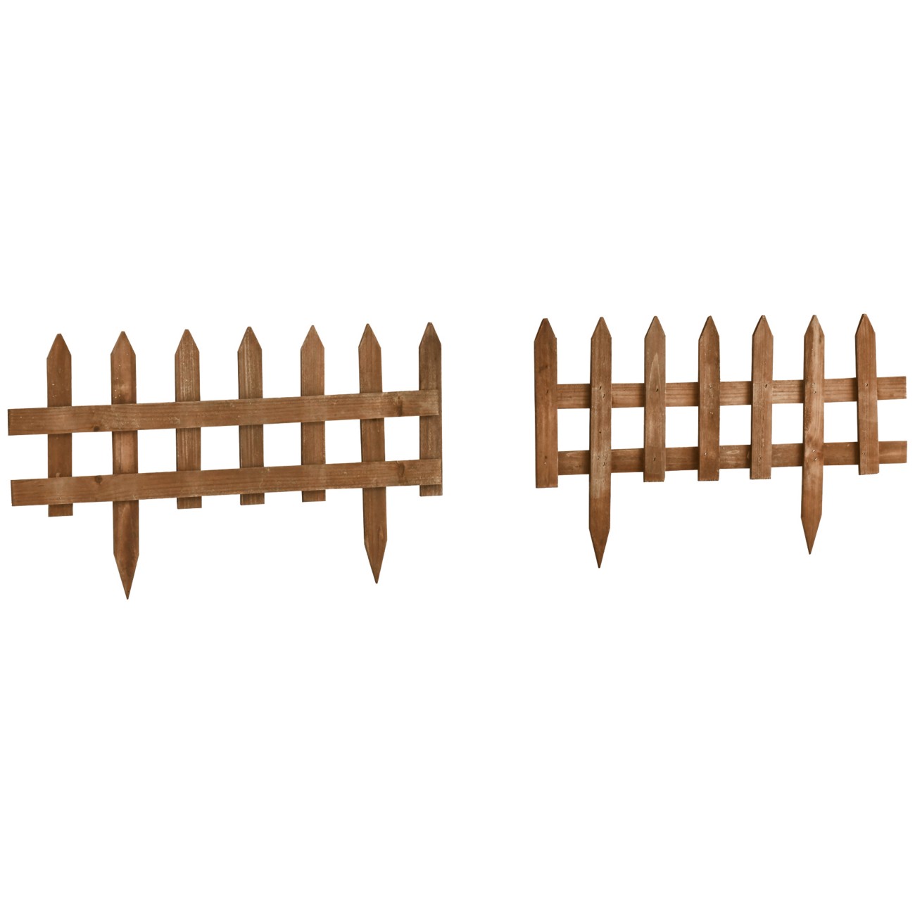 Outsunny Pack Of 12 Wooden Border Fences - Brown - Image 7