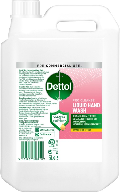 Dettol Pro Cleanse Hand Wash Antibacterial Liquid Citrus Fresh White 3253761 5 L