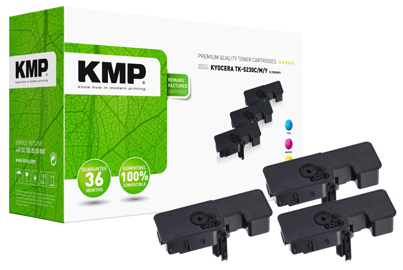 KMP TK-5230 Kompatibel Kyocera Toner Cyan, Magenta, Gelb 3 Stück Multipack