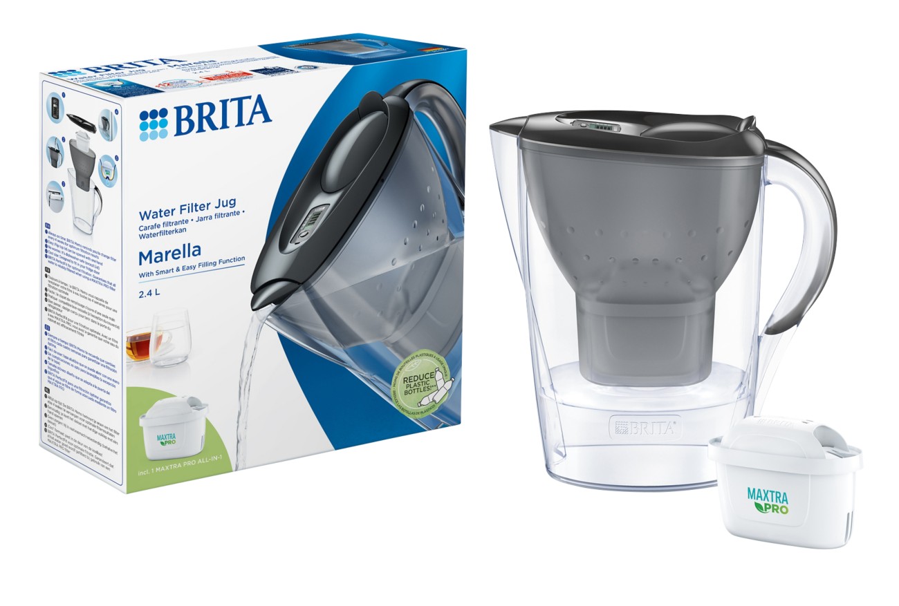 Brita Marella 1051121 Water Filter Jug 2.4 L Graphite Including Maxtra Pro All-In-1 Cartridge