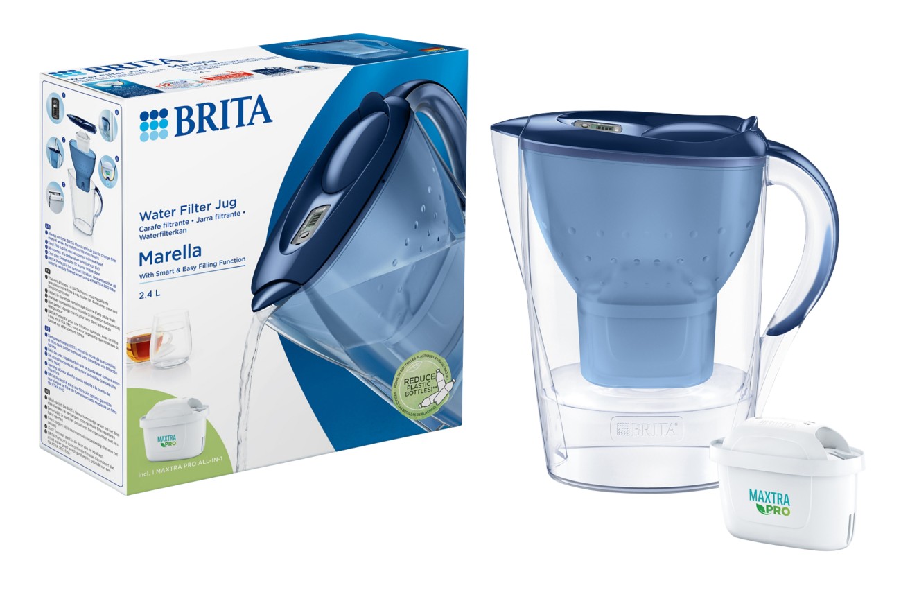 Brita Marella 1051119 Water Filter Jug 2.4 L Blue Including Maxtra Pro All-In-1 Cartridge