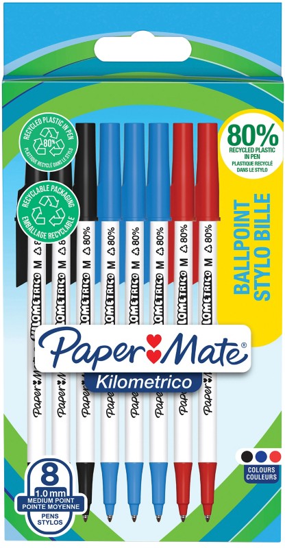 Thumbnail - Papermate Kilometrico Kugelschreiber Farbig sortiert Mittel 0.7 mm 8 Stück