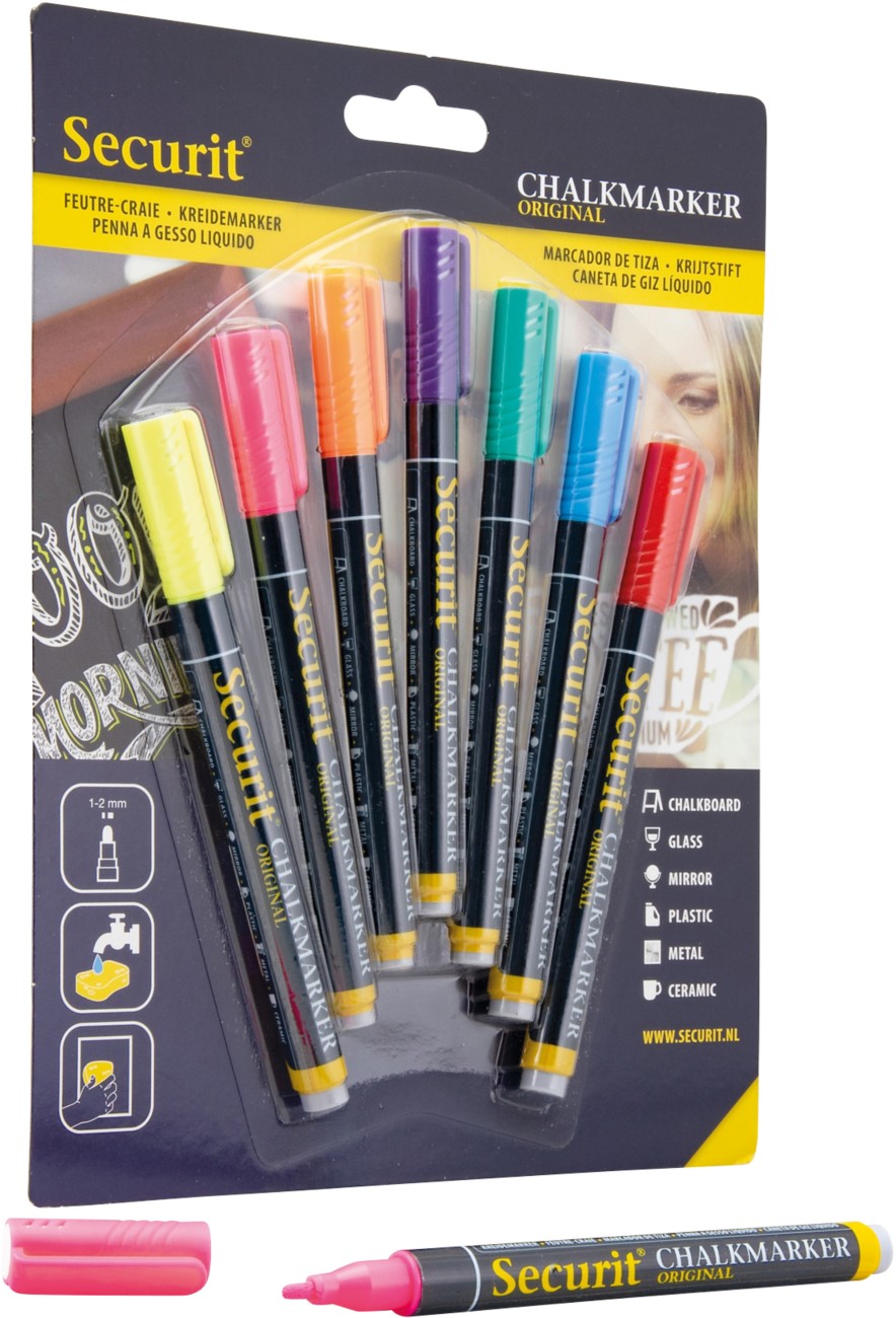 Securit Liquid Chalk Markers 1-2mm Nib Assorted Colours Pack 7 - - Image 3