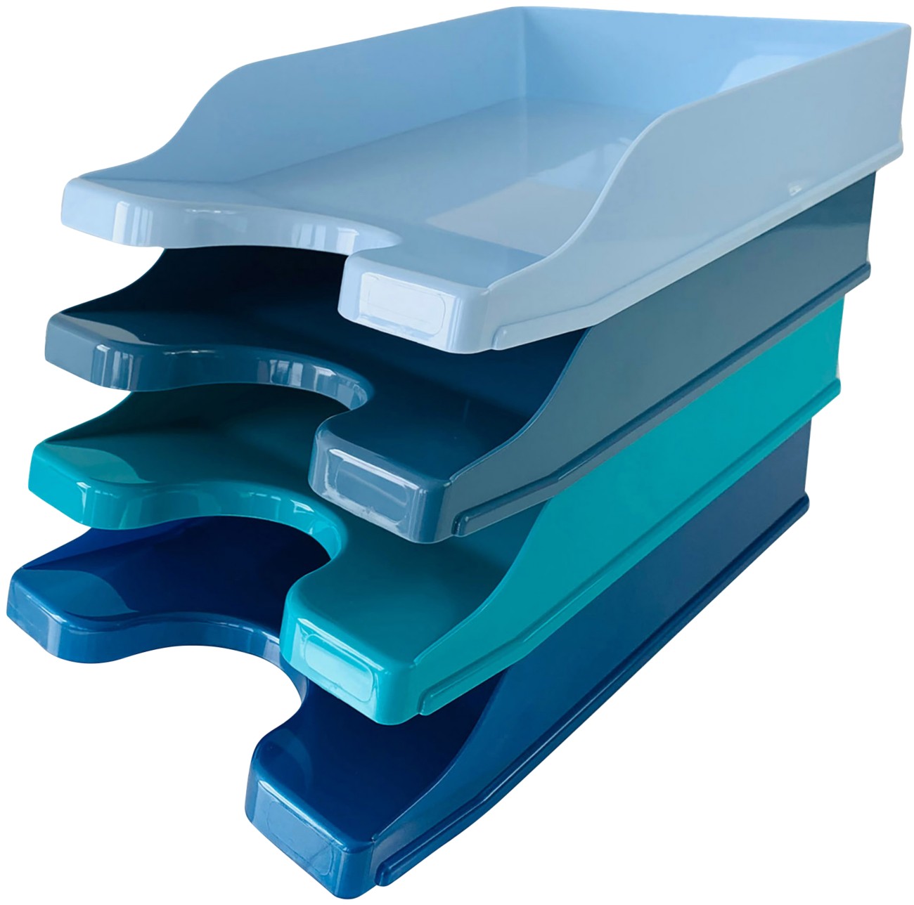 Deflecto Letter Tray Stackable Aqua Tone Cool Breeze Pack Of 4