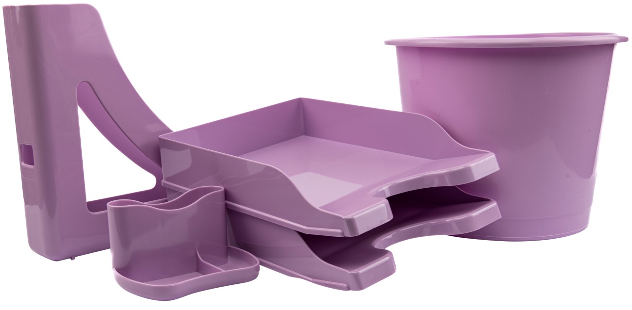 Deflecto Desk Organiser Plastic Lavender Set Of 5