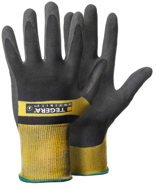 TEGERA Infinity Mehrweg Präzisionshandschuhe Nitril, Nylon Nylon Größe 7 Schwarz, Gelb 6 Paar