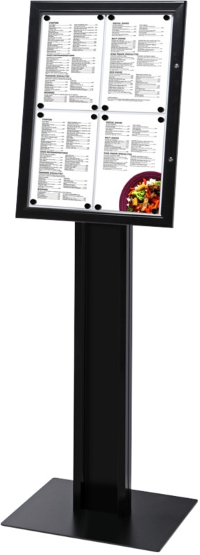 SHOWDOWN Menütafel Freistehend DIN A4 Aluminium, Stahl Schwarz