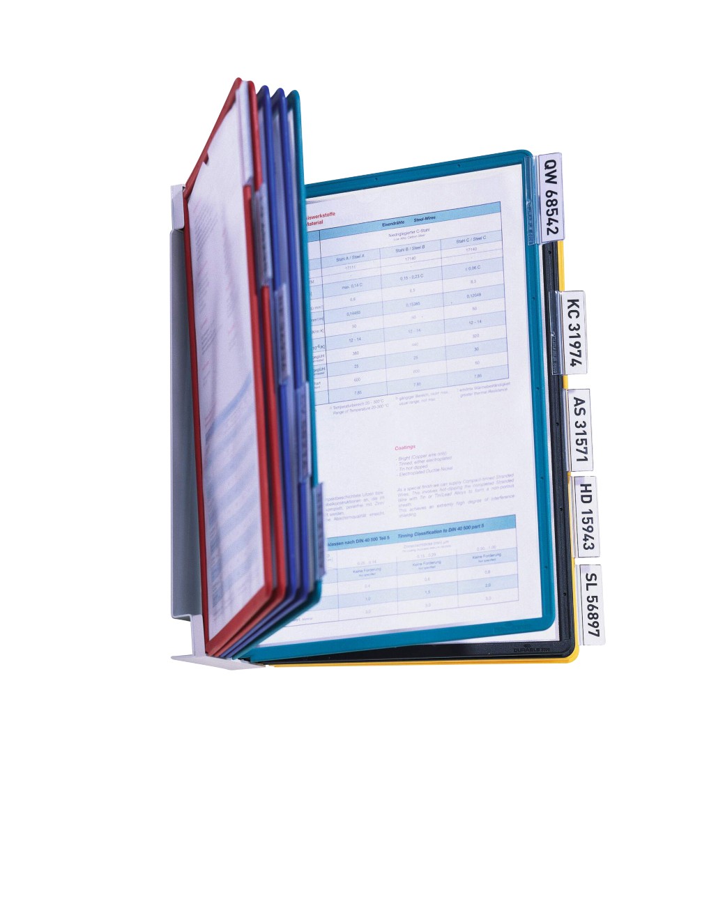 Durable Vario Display Panel System 10 Panels A4 Metal, Pp (Polypropylene) Assorted