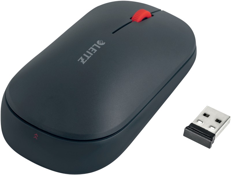 Thumbnail - Leitz Cosy Dual Kabellose Ergonomische Maus 6531 Optisch Für Rechts- und Linkshänder Bluetooth/USB-A Nano Receiver Grey