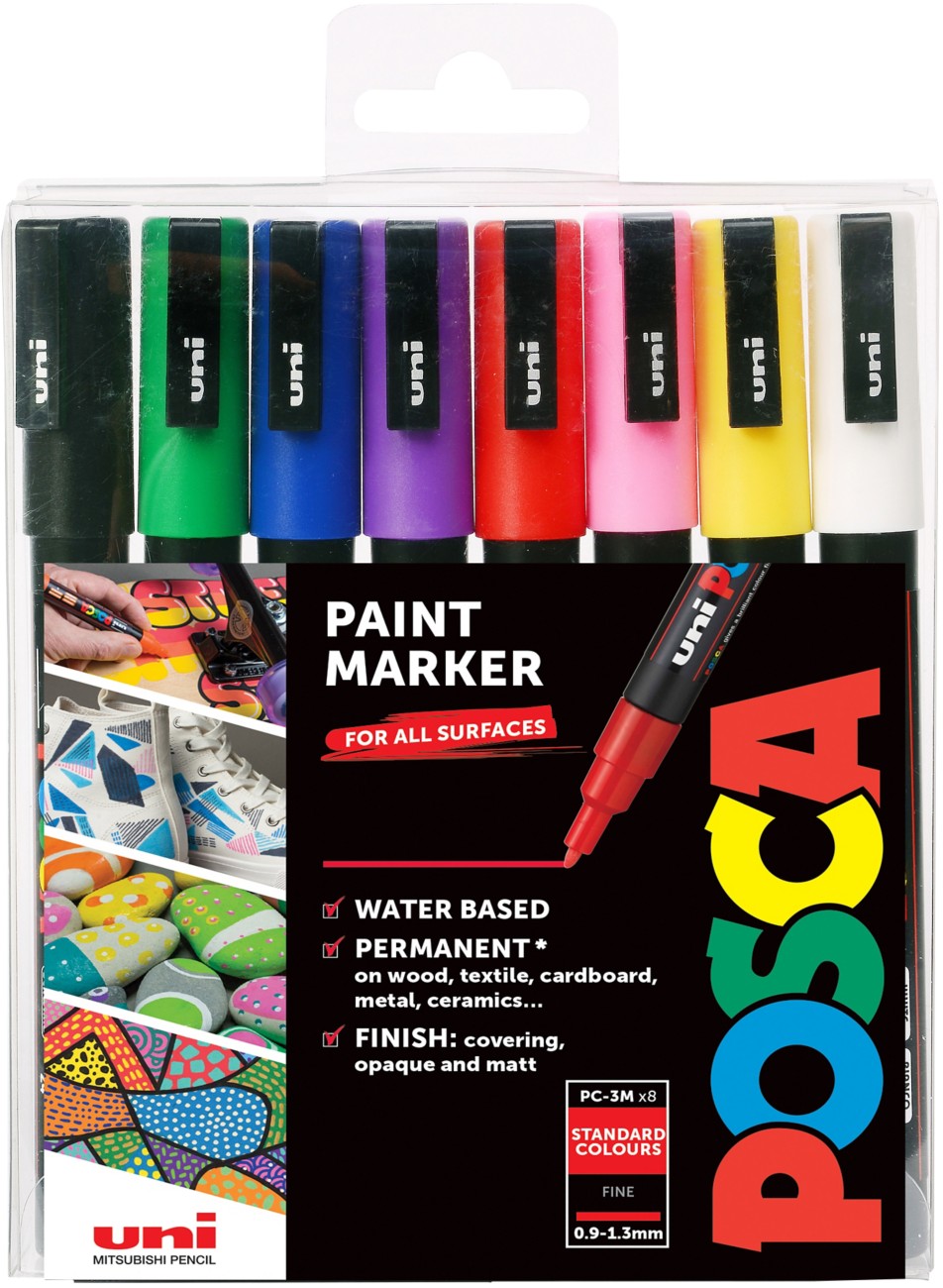 Posca 153544842 Permanent Paint Marker Assorted Medium Bullet 0.9 - 1.3 Mm Pack Of 8