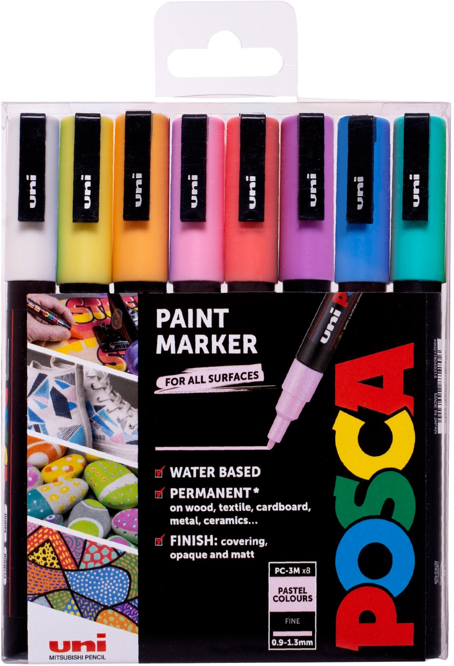 Posca 238212174 Permanent Paint Marker Assorted Medium Bullet 0.9 - 1.3 Mm Pack Of 8