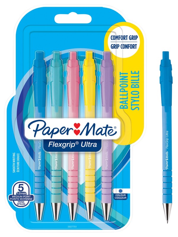 Papermate FlexGrip Ultra Kugelschreiber Blau Medium 1 mm Nicht Nachfüllbar 5 Stück