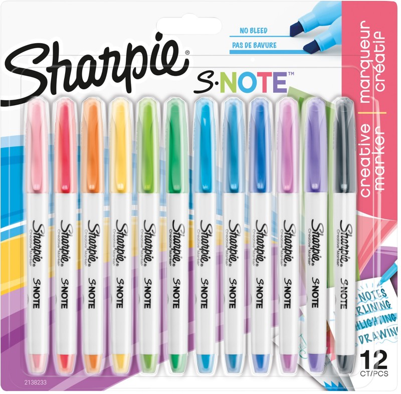 Sharpie S-Note 2138233 Textmarker Farbig sortiert Keilspitze 12 Stück