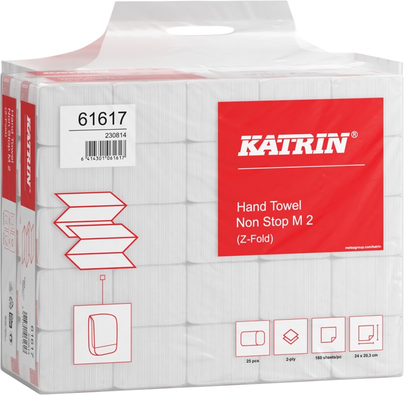 Katrin Classic Handtuch Z-Falz Weiß 2-lagig 61617 Packung von 25 x 160 Blatt