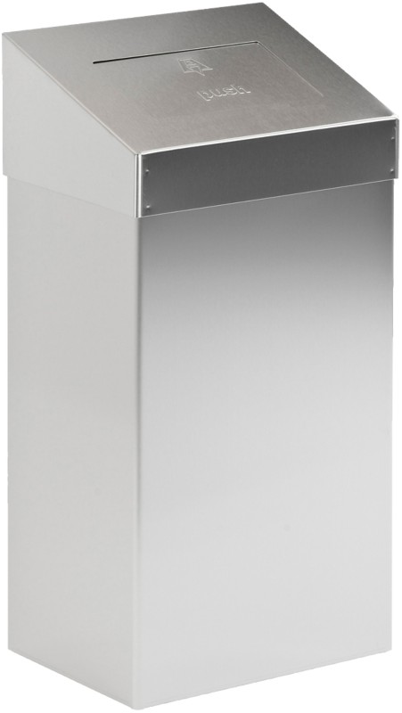 DutchDesign Push-Mülleimer mit Druckdeckel Edelstahl 50 L 38 (B) x 25 (T) x 68 (H) cm Silber