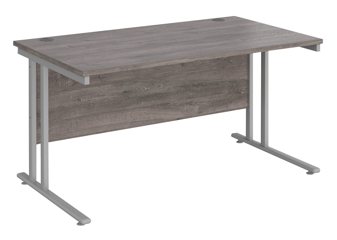 Dams International Maestro 25 Straight Desk Grey Oak Cantilever 1,400 (W) X 800 (D) X 725 (H) Mm Wood