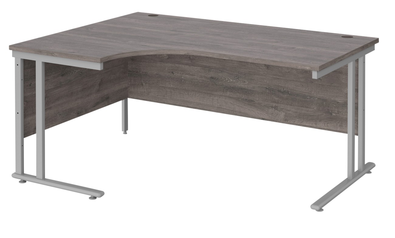 Dams International Maestro 25 Left Hand Corner Desk Grey Oak Cantilever 1,600 (W) X 1,200 (D) X 725 (H) Mm Wood