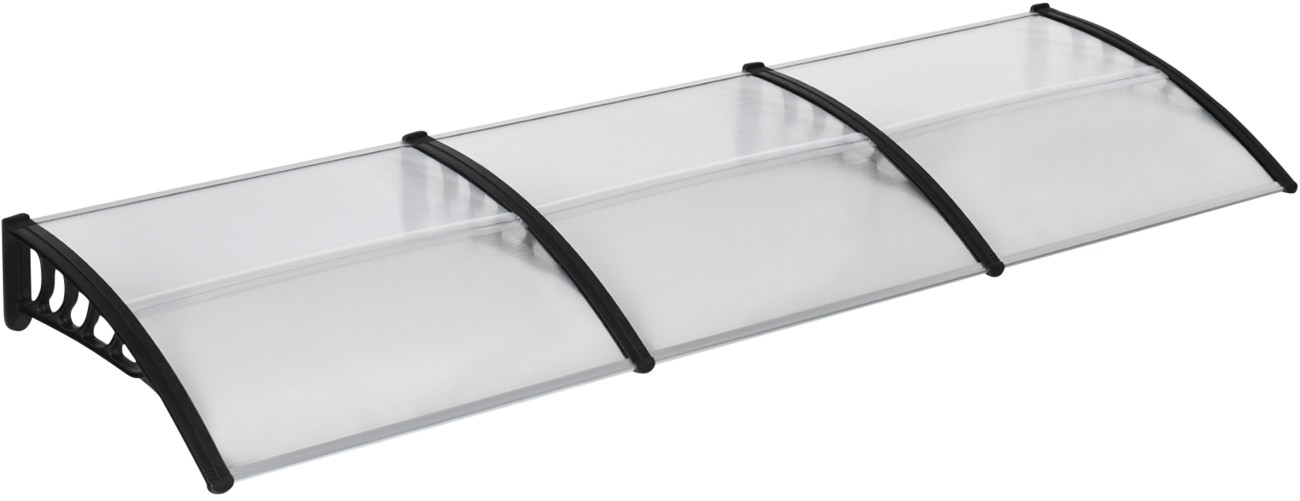Outsunny Door Canopy 100 (W) X 300 (D) X 26 (H) Mm Polycarbonate, Aluminium, Pp Black