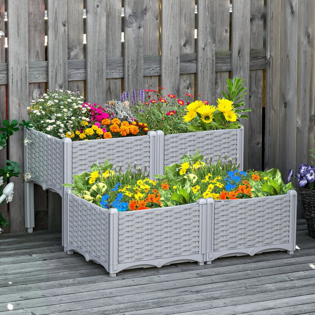 Outsunny Planter Box 845-290V02gy 845-290V02gy Grey 4 (W) X 4 (D) X 4.4 (H) Cm