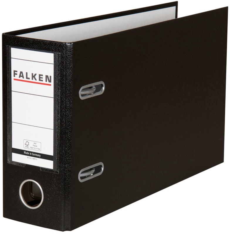 Falken Ordner DIN A5 75 mm Schwarz 11285715 Pappkarton, PP (Polypropylen) Querformat