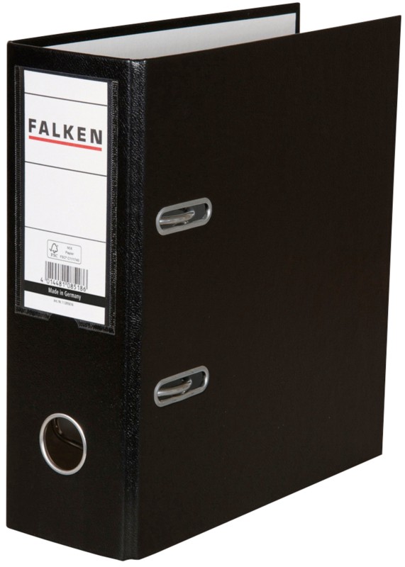 Falken Ordner DIN A5 80 mm Schwarz 11285616 Pappkarton, PP (Polypropylen) Hochformat