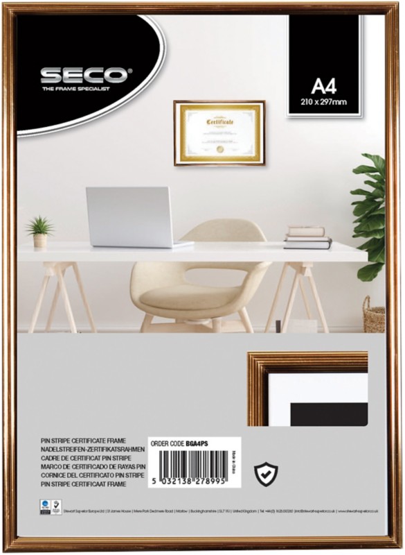 Seco DIN A4 Bilderrahmen Gold, Schwarz BGA4PS 22 (B) x 30,8 (T) x 1,9 (H) cm BGA4PS
