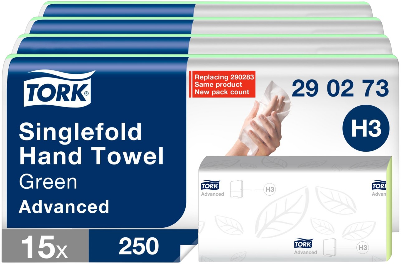 Tork Advanced Papierhandtücher H3 V-falz (zick-zack) Grün 2-lagig 290273 15 Stück à 250 Blatt