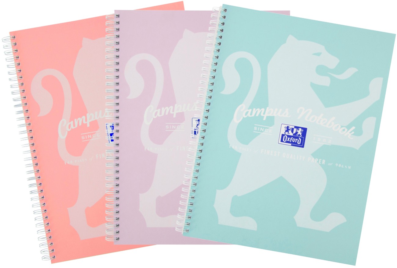 Oxford Notebook 400140979 A5+ Ruled Twin Wire Card Assorted Perforated 140 Pages Pack Of 3