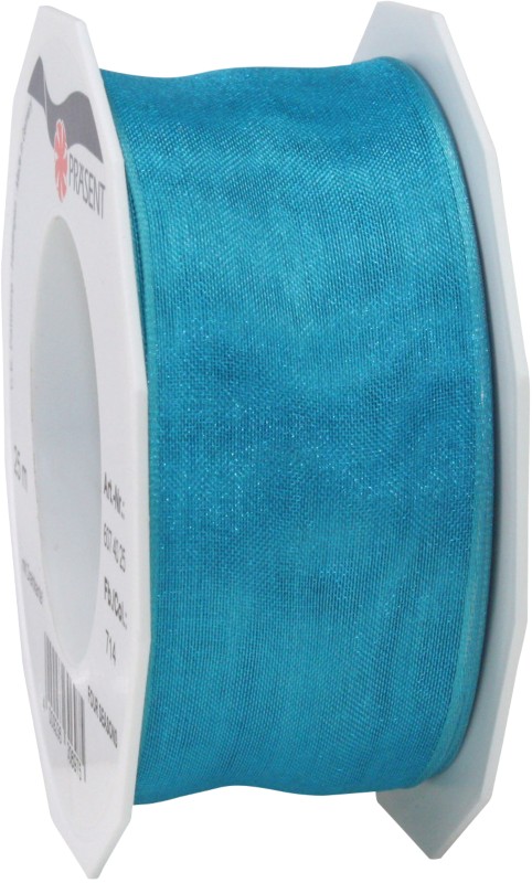 PRAESENT Organza 6074025-714 Karibikblau 40 mm x 25 m 2 Stück