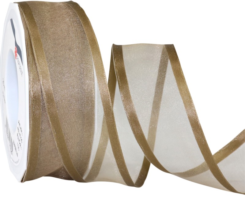 PRAESENT Organza 4834025-105 Taupe 40 mm x 25 m 2 Stück