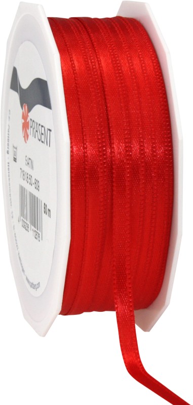 PRAESENT Doppelsatin 7180650-609 Rot 6 mm x 50 m 2 Stück